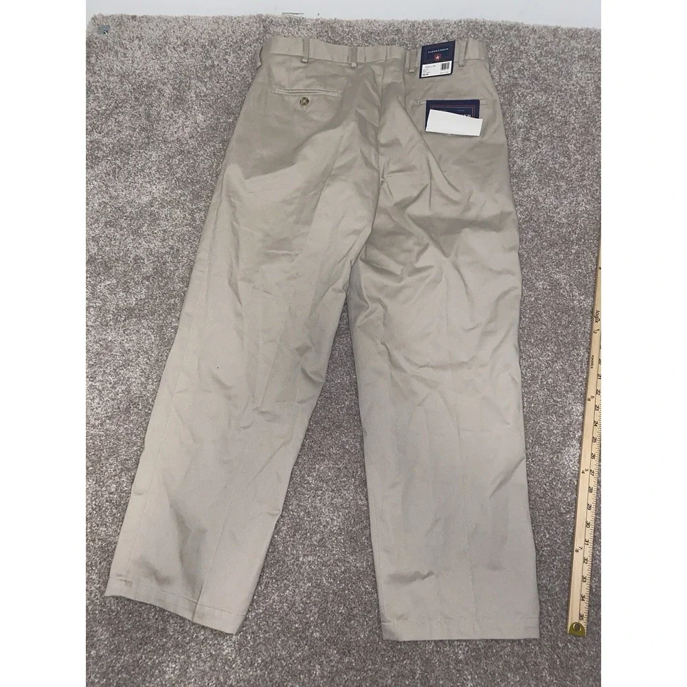 Saddlebred Khaki Pants Flat Front‎ Comfort Waist Wrinkle Resistant 36x29 Preppy